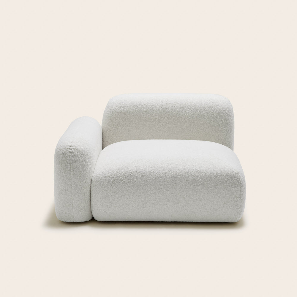 Chauffeuse Modulable avec Accoudoir Bas G ISILD – Tissu Bouclette Ivoire – Confort et Design Scandinave