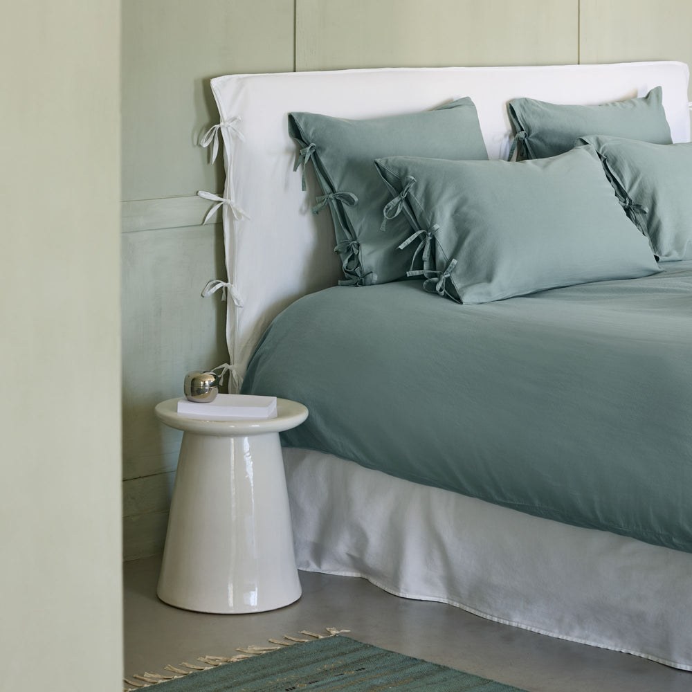 Lot de 2 Taies d'Oreiller satin SATHEENE – Vert éucalyptus Luxe & Confort Ultime