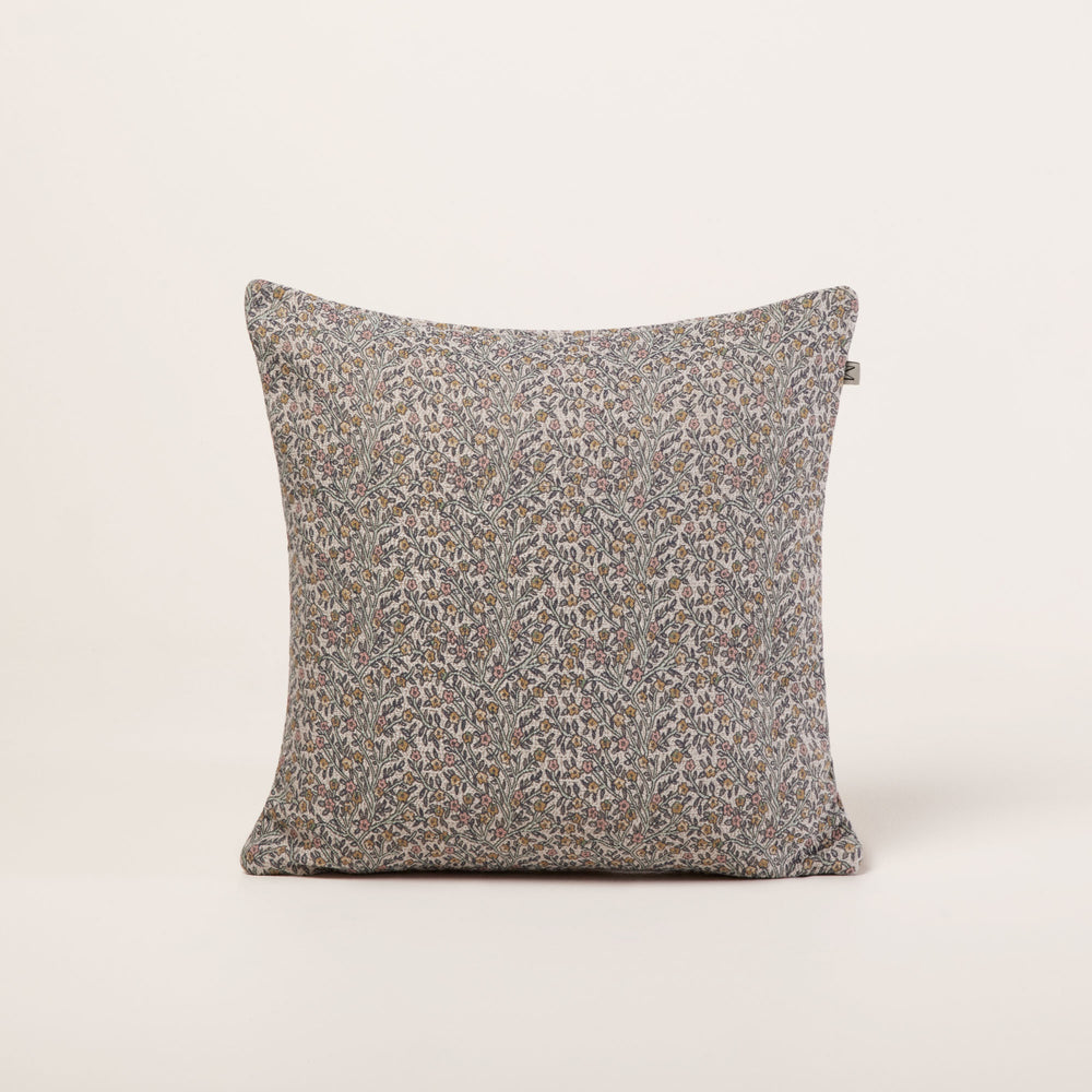 Housse de coussin MAHARA Jacquard Beige et Pastel Design Floral Élégant