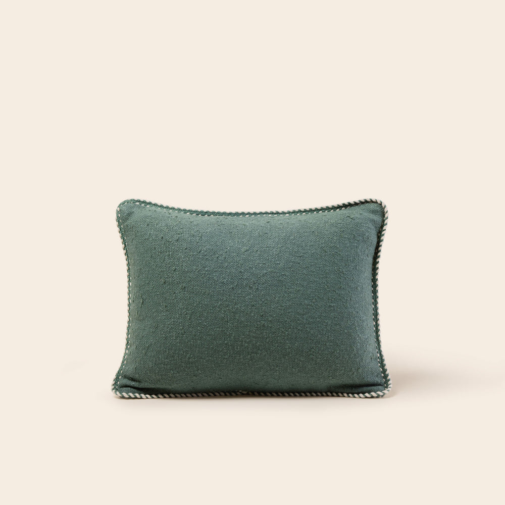 Housse de coussin Ganji en coton texturé vert cyprès