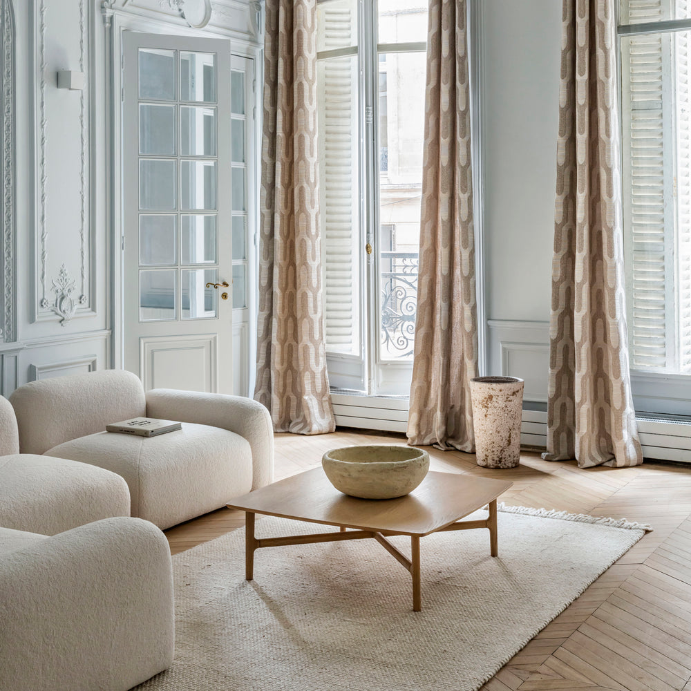 Rideau contemporain MARCUS avec œillets argentés - Motif Ypsilon élégant - Style rétro inspiré des années 70
