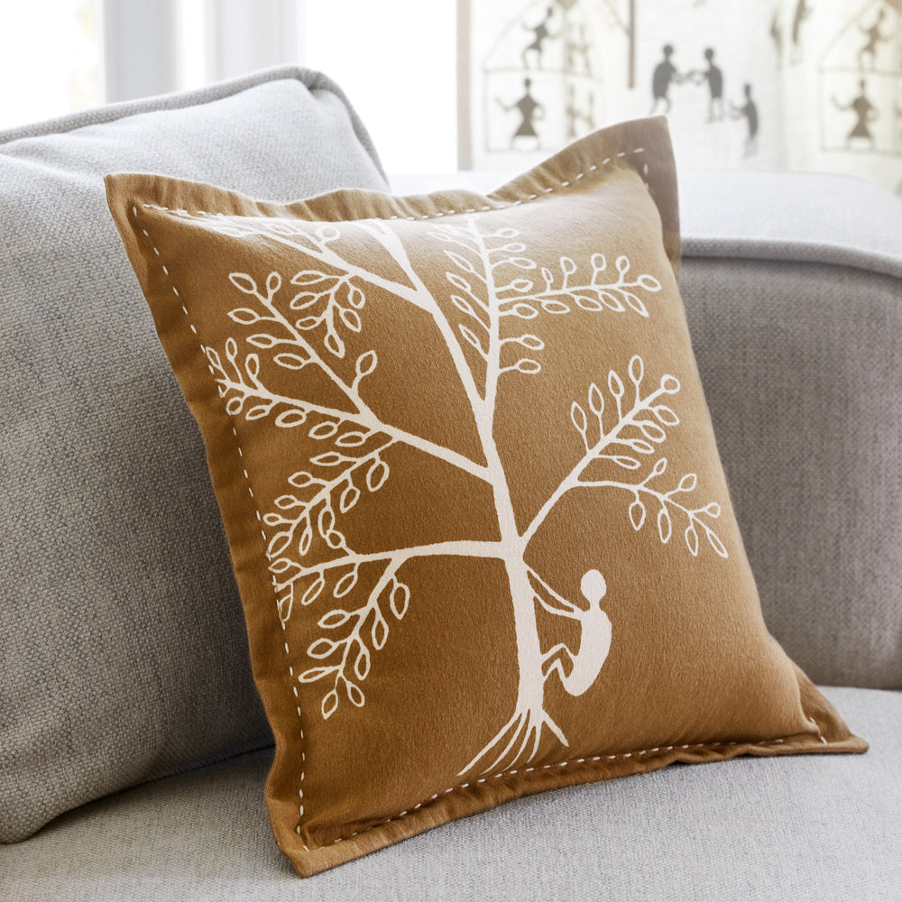 Housse de coussin KANAN marron et écru