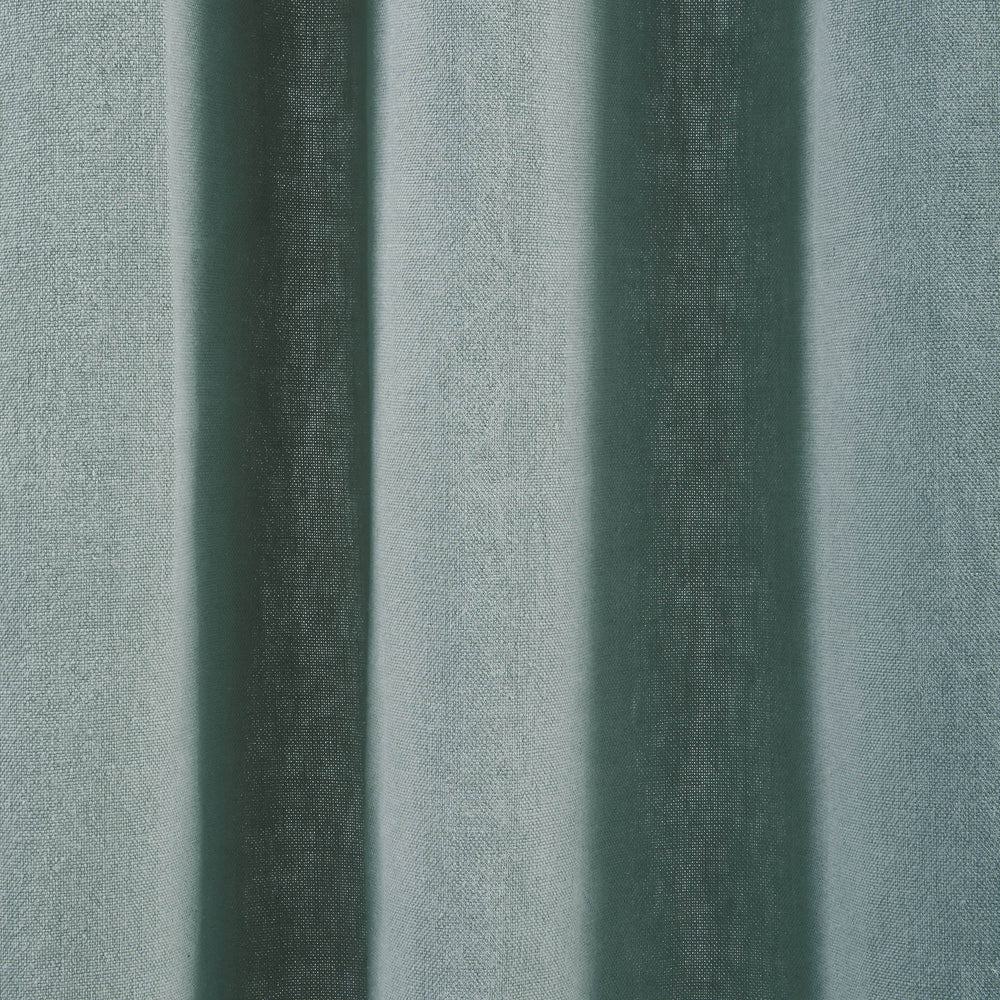 Rideau en lin lavé Nino - Oeillets noirs, bordure festonnée et coloris vert de gris - 9