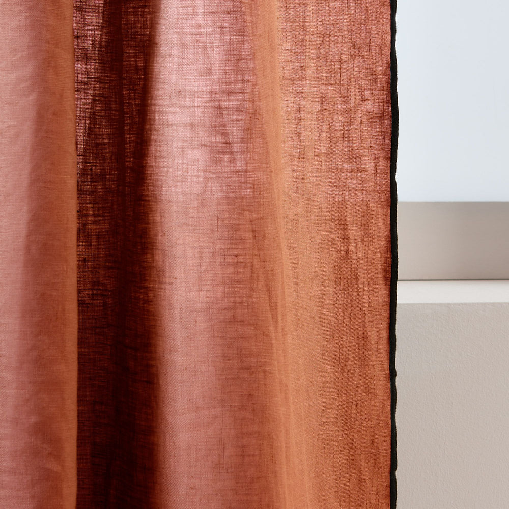 Rideau panneau CARLINA terracotta et bourdon noir - 9