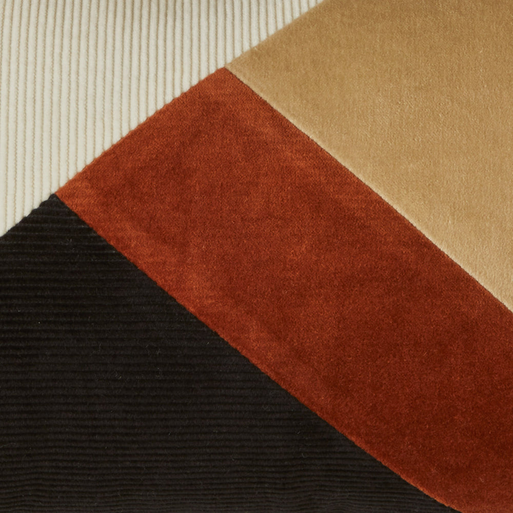 Housse de Coussin Décorative Gotie en Velours de Coton - Motif Géométrique XXL, Ivoire Naturel et Noir - 8