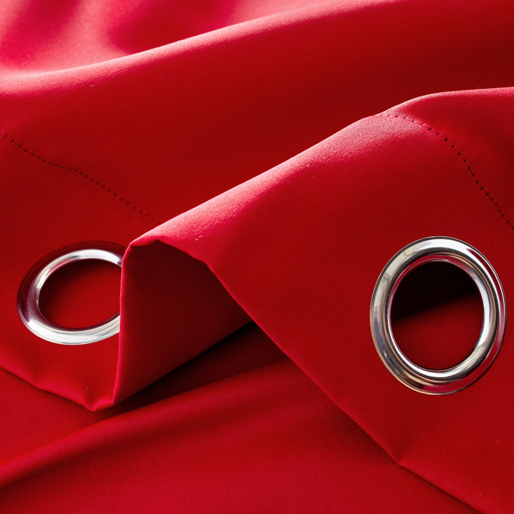 Lot de 2 rideaux occultants premium à oeillets métalliques 240g/m² rouge vif pour… - 7