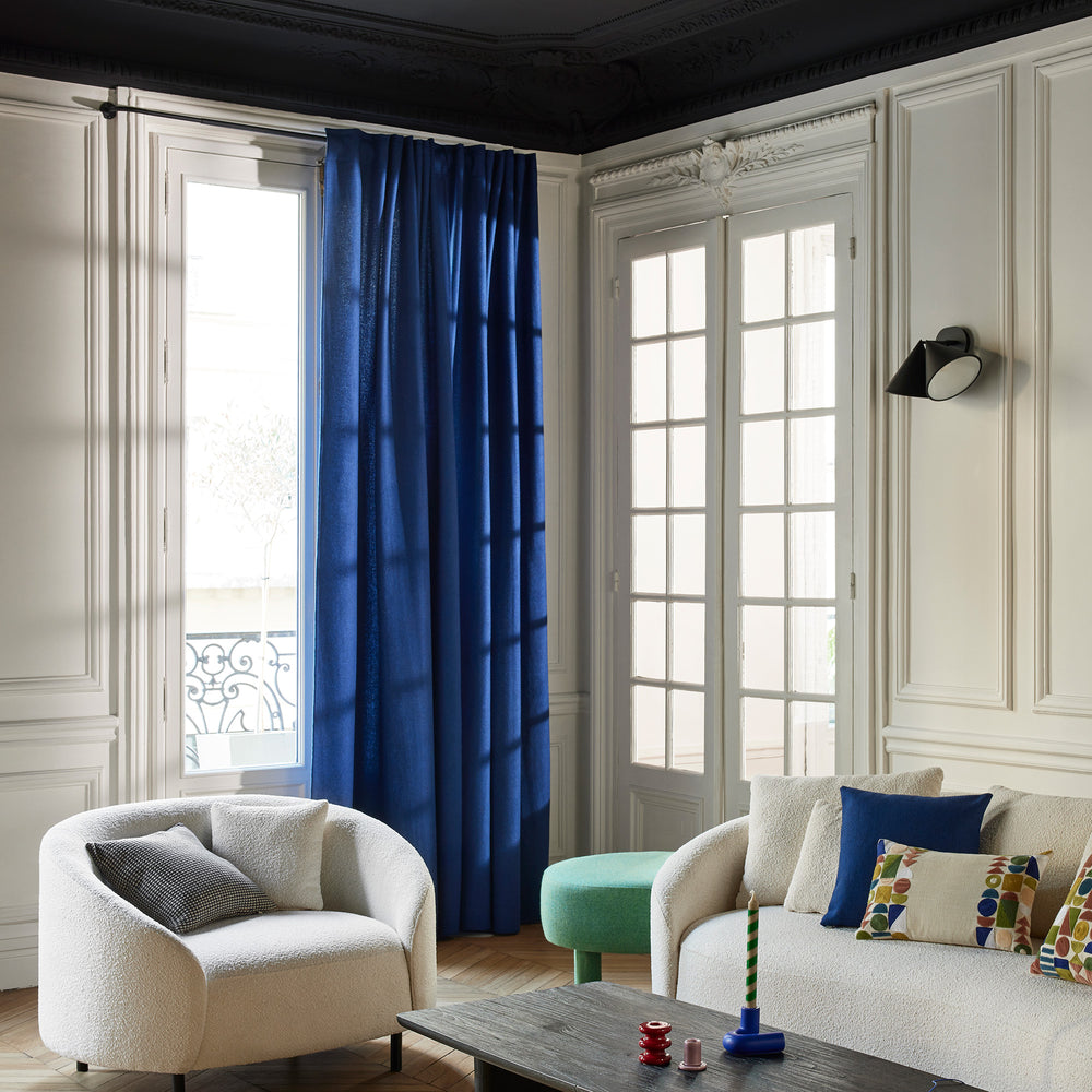Rideau à Passants Marcelo Bleu Outremer Intense 100% Laine - 3