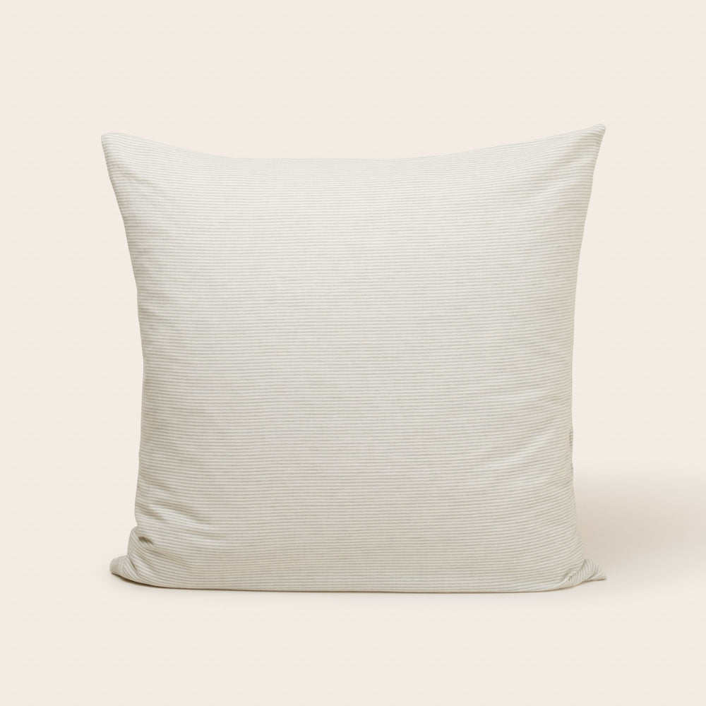 Lot de 2 Taies d'Oreiller Carées Finéa en Coton Lin Rayé Ivoire & Vert de Gris - 7