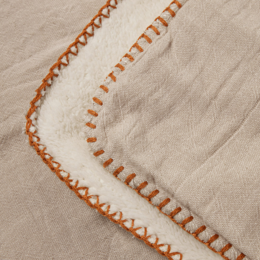 Couvre-lit DASHAN beige naturel et feston carame - 8