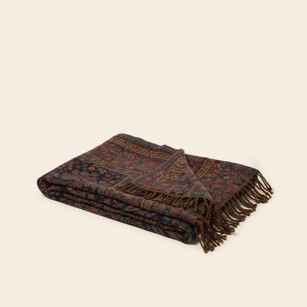 Plaid MAGDI noir et multicolore - Design oriental raffiné - 4