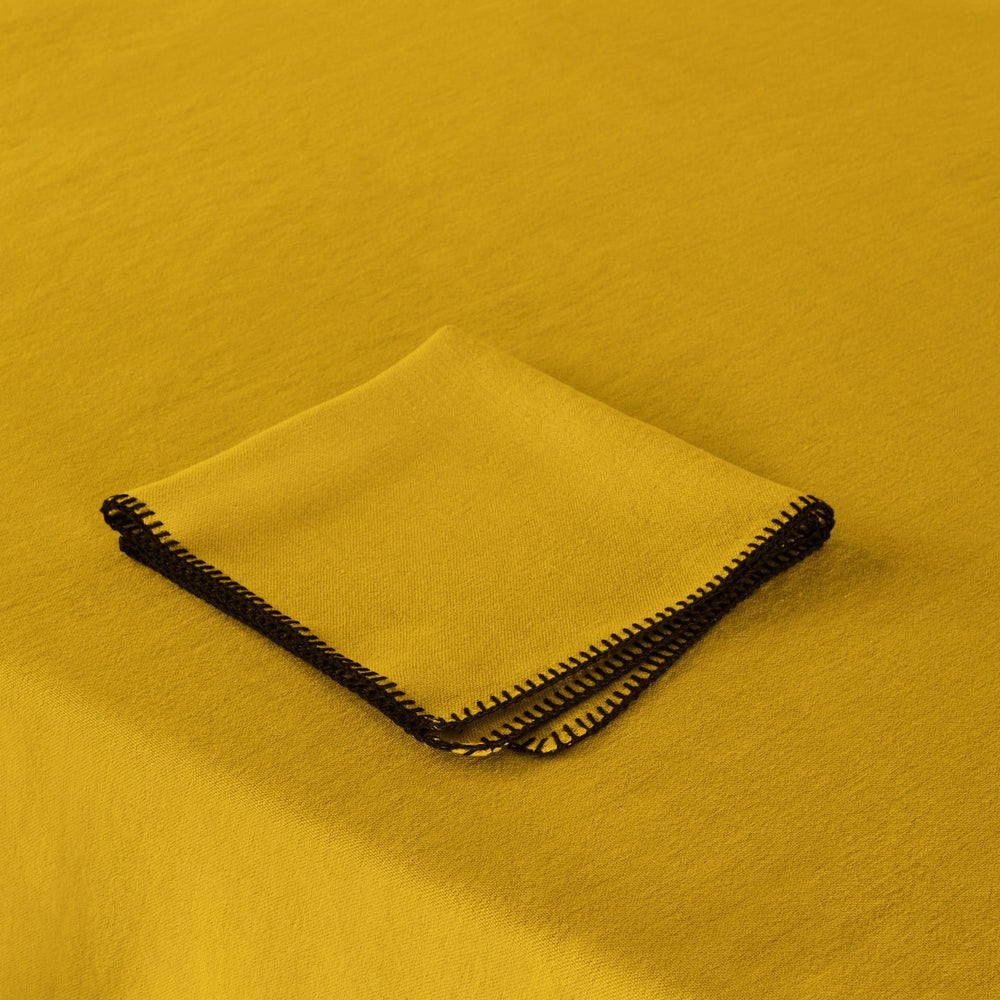 Serviette de table NINO 100% lin certifié Oeko-Tex - Ocre et feston noir - 9