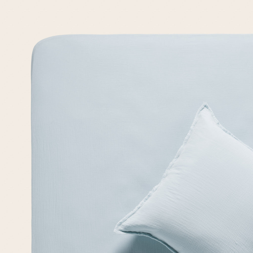 Drap Housse en Gaze de Coton Lavé LOU Baby Blue – Confort Douillet pour Lit Bébé & Enfant - 5