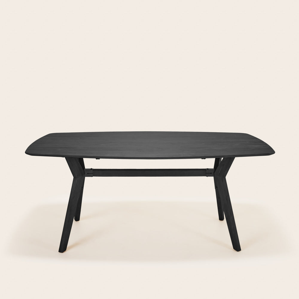 Table à manger VIKIE moderne en teck recyclé noir - 3