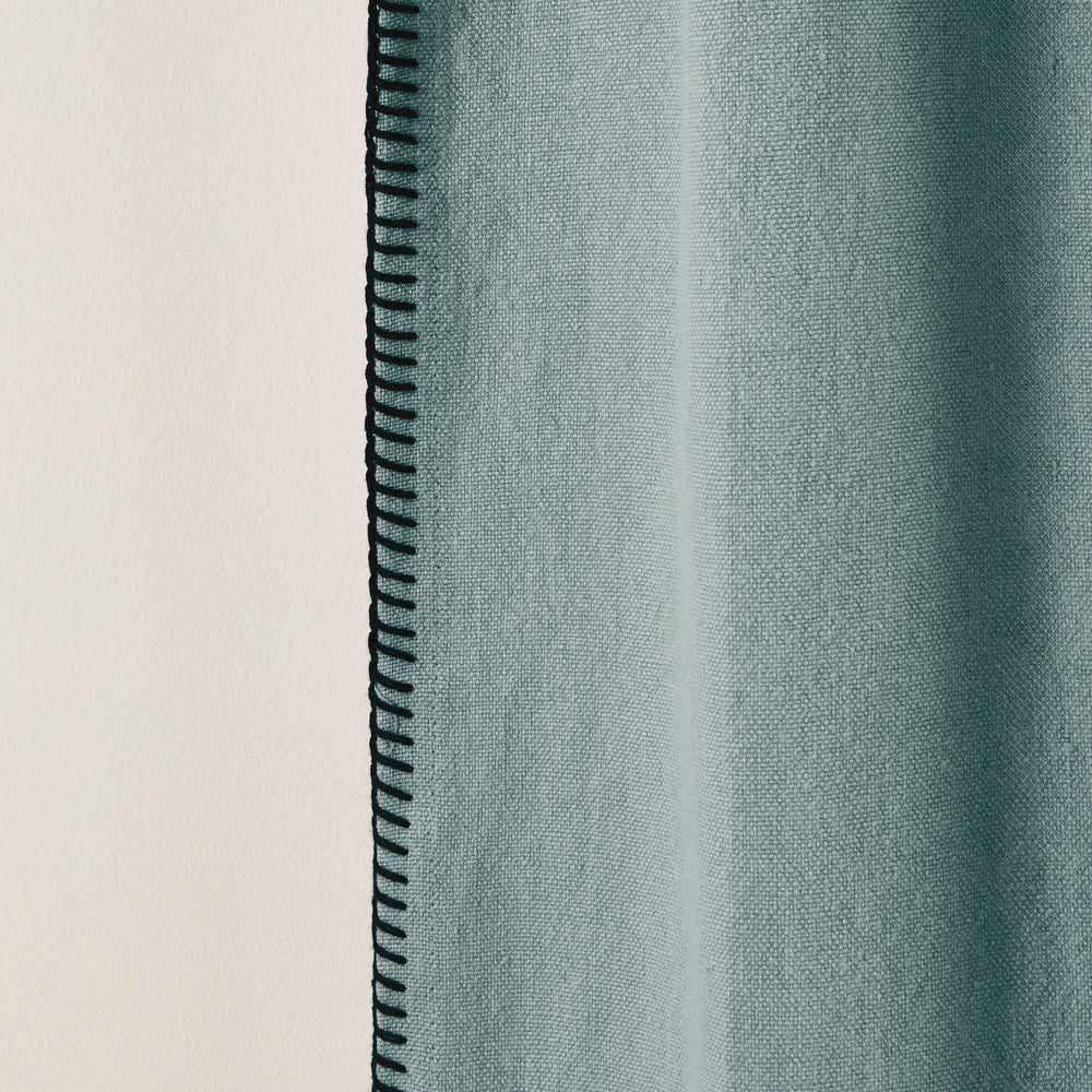 Rideau en lin lavé Nino - Oeillets noirs, bordure festonnée et coloris vert de gris - 8