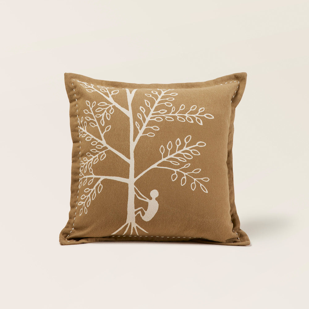 Housse de coussin KANAN marron et écru - 5