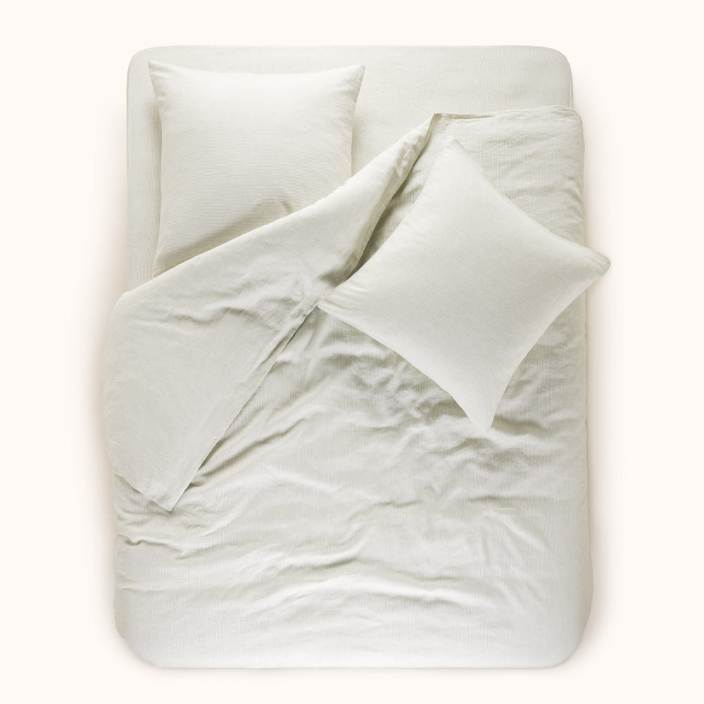 Lot de 2 taies d'oreiller FINEA ivoire et vert de gris - 7