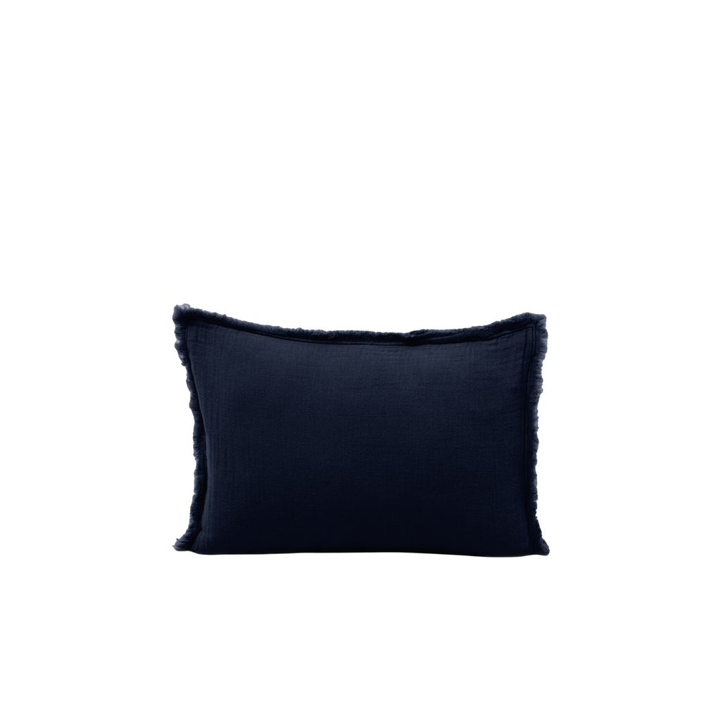 Taie d'oreiller LOU en gaze de coton lavé - Encre bleue - 5