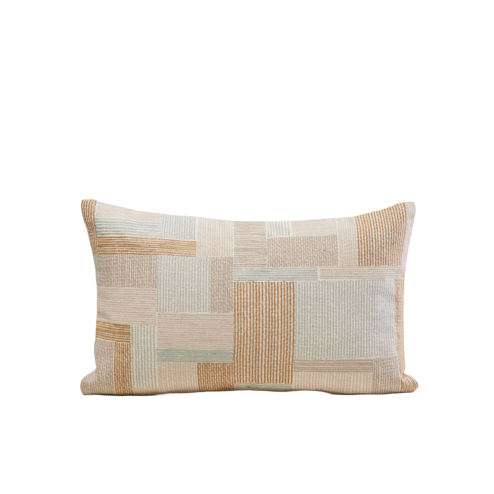 Housse de coussin rectangulaire ELIASS en coton lin, coloris naturels et céladon - 8