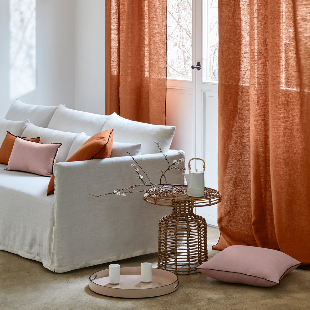 Rideau panneau CARLINA terracotta et bourdon noir - 5