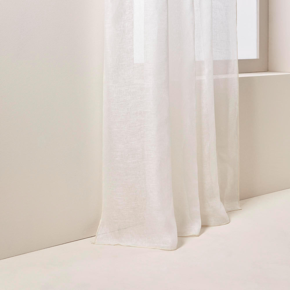 Voilage panneau SHADOW blanc pur et bourdon ivoire - 6