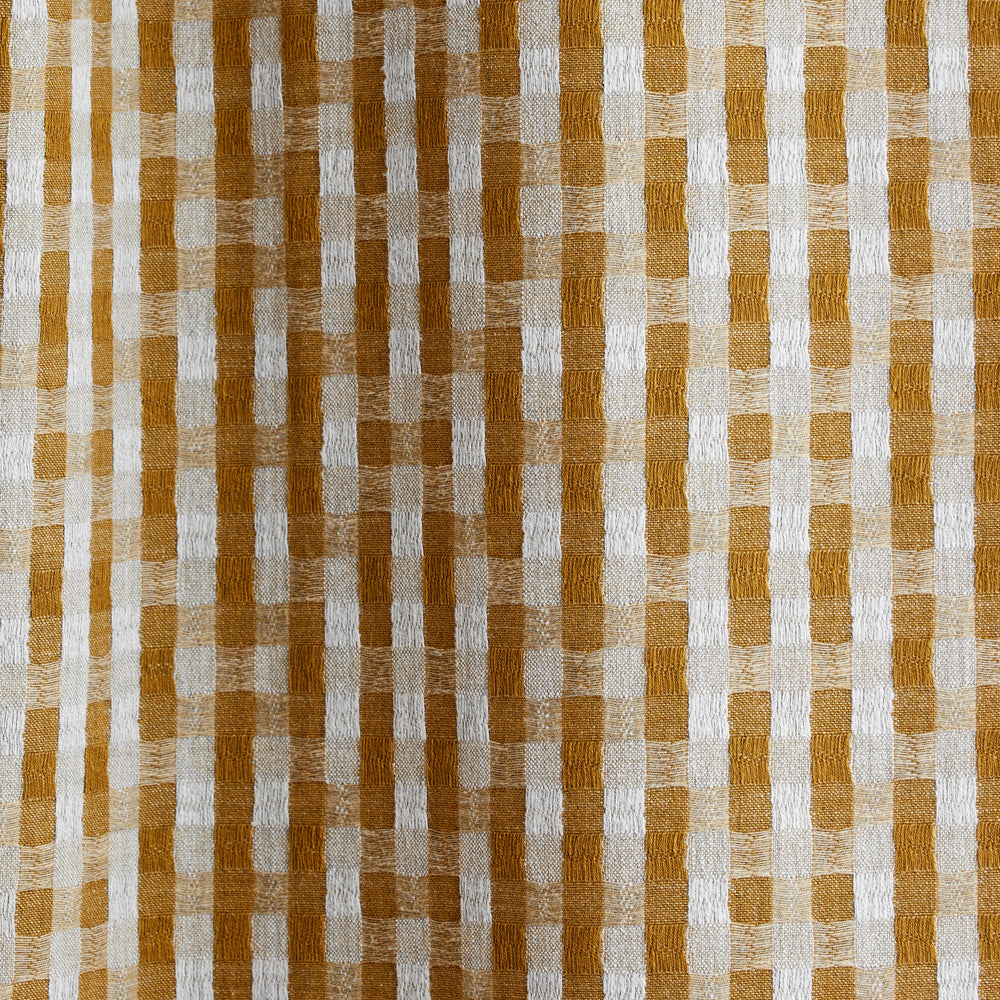 Rideau à œillets dorés CASTIN jacquard bicolore naturel et ocre - 8