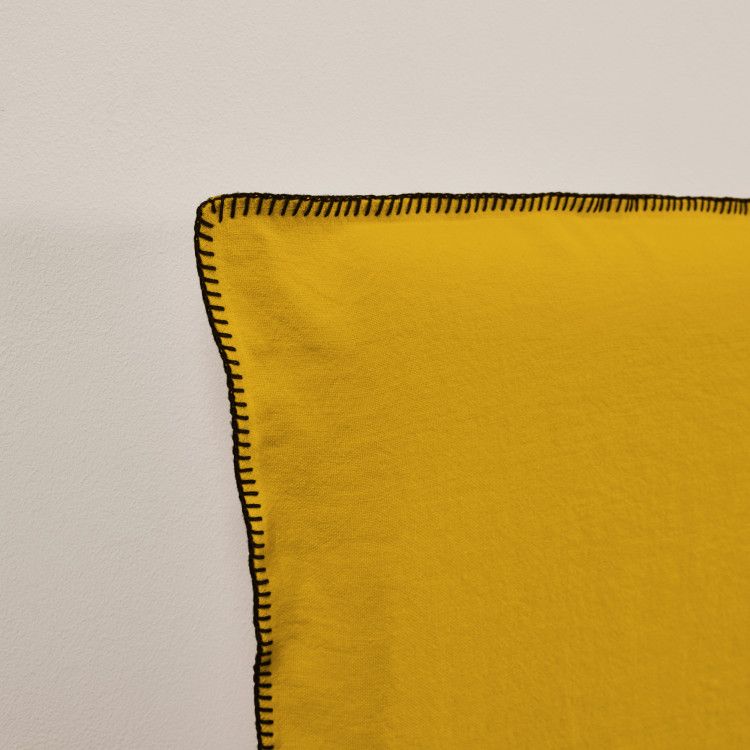 Housse de tête de lit NINO ocre et feston noir - 4
