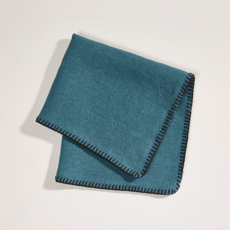 Serviette de table Nino, indigo à feston noir - 3