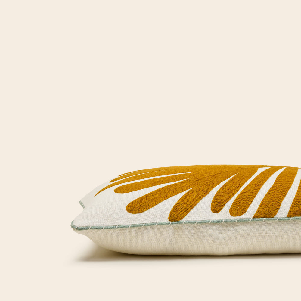 Housse de coussin TROPI ecru et moutarde - 5