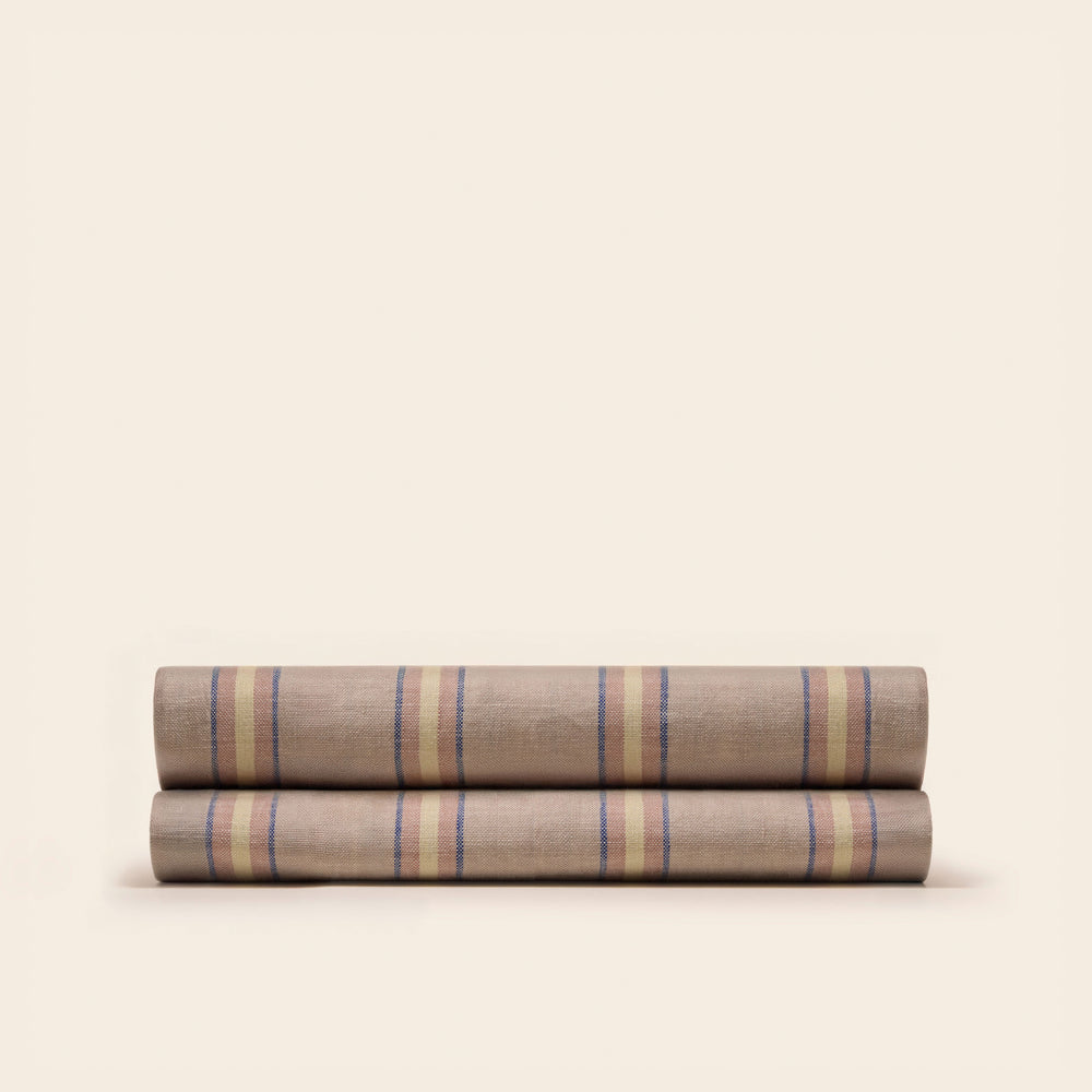 Drap plat LELIO naturel rayé