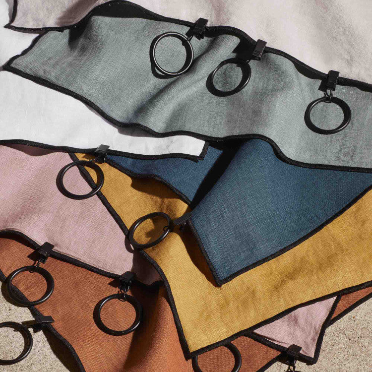 Rideau panneau CARLINA terracotta et bourdon noir - 11