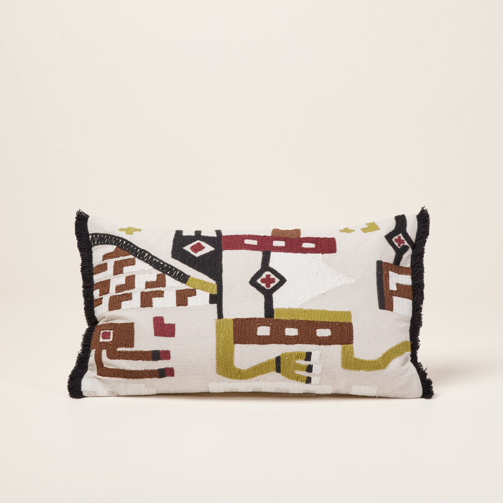 Housse de coussin HAZCAS naturel et sangria - 5