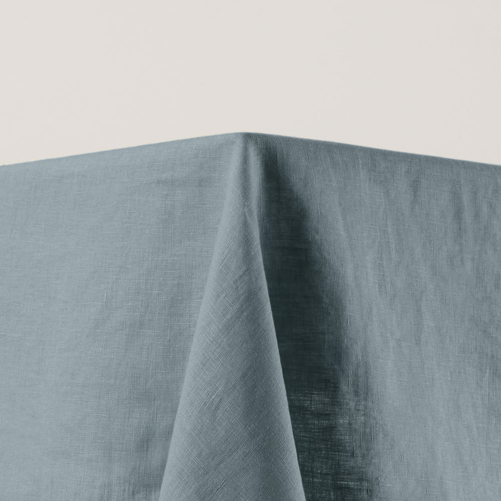 Nappe rectangulaire CARLINA 100% lin lavé design époque vert de gris et bourdon noir - 4