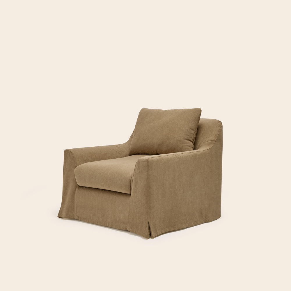 Fauteuil de salon Claribel - Design contemporain élégant en tissu brun chaud au motif bariolé - 4