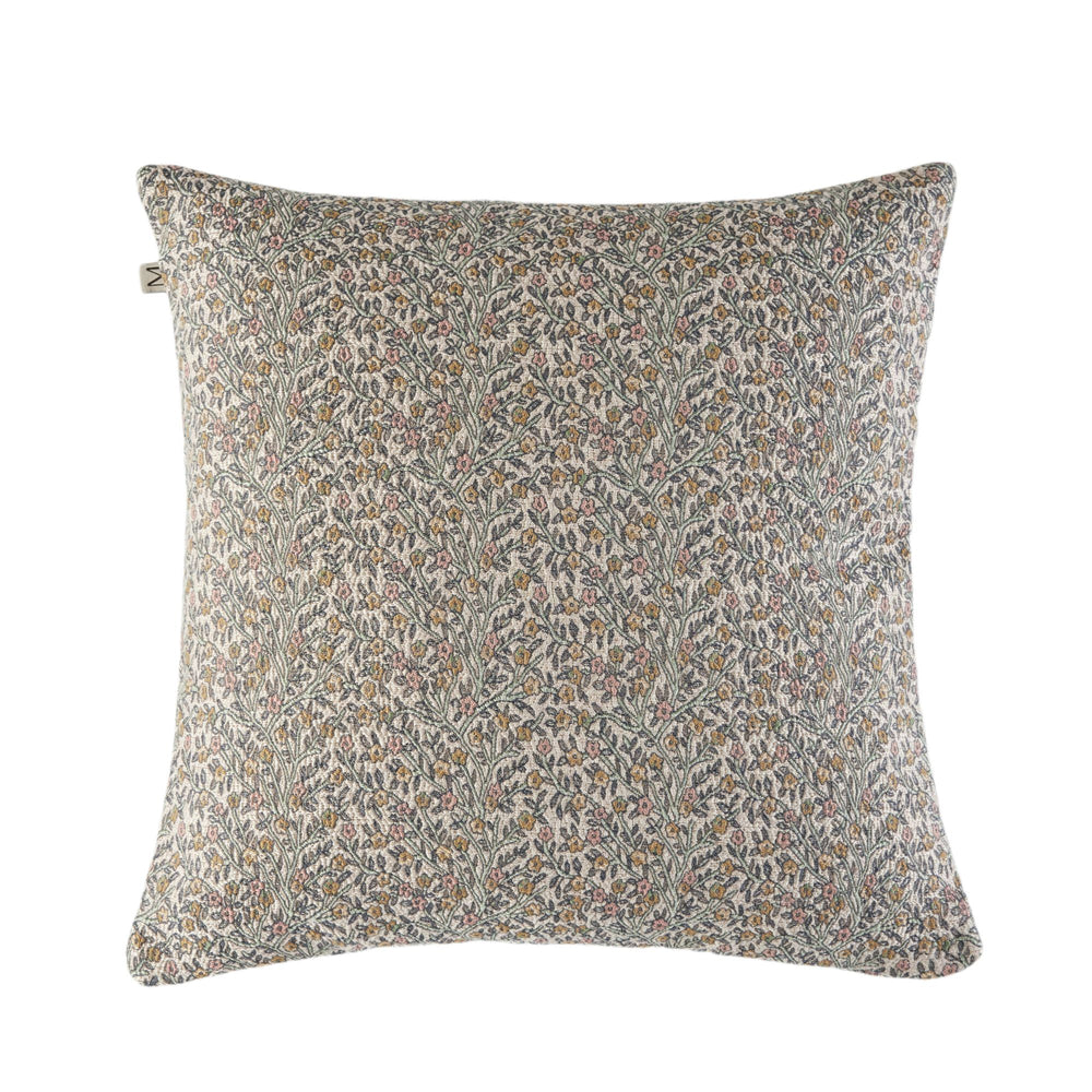 Housse de coussin MAHARA Jacquard Beige et Pastel Design Floral Élégant - 10