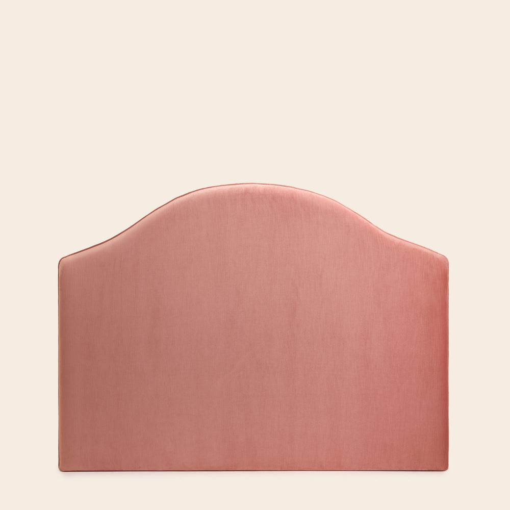 Tête de lit tapissée CEPHEE Dalila en velours pêche rosé