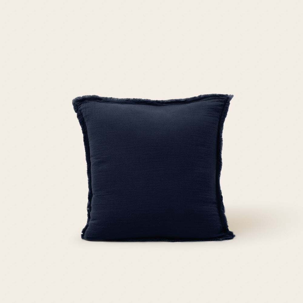 Taie d'oreiller LOU encre bleue de luxe en coton lavé doux et respirant
