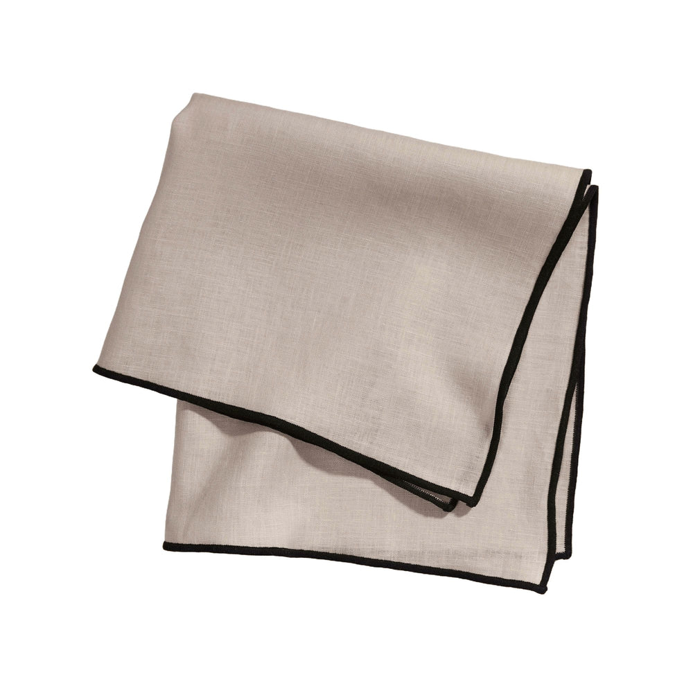 Serviette de table CARLINA Élément de Collection en Lin Lavé Coloris Ficelle et Bourdon Noir - 8