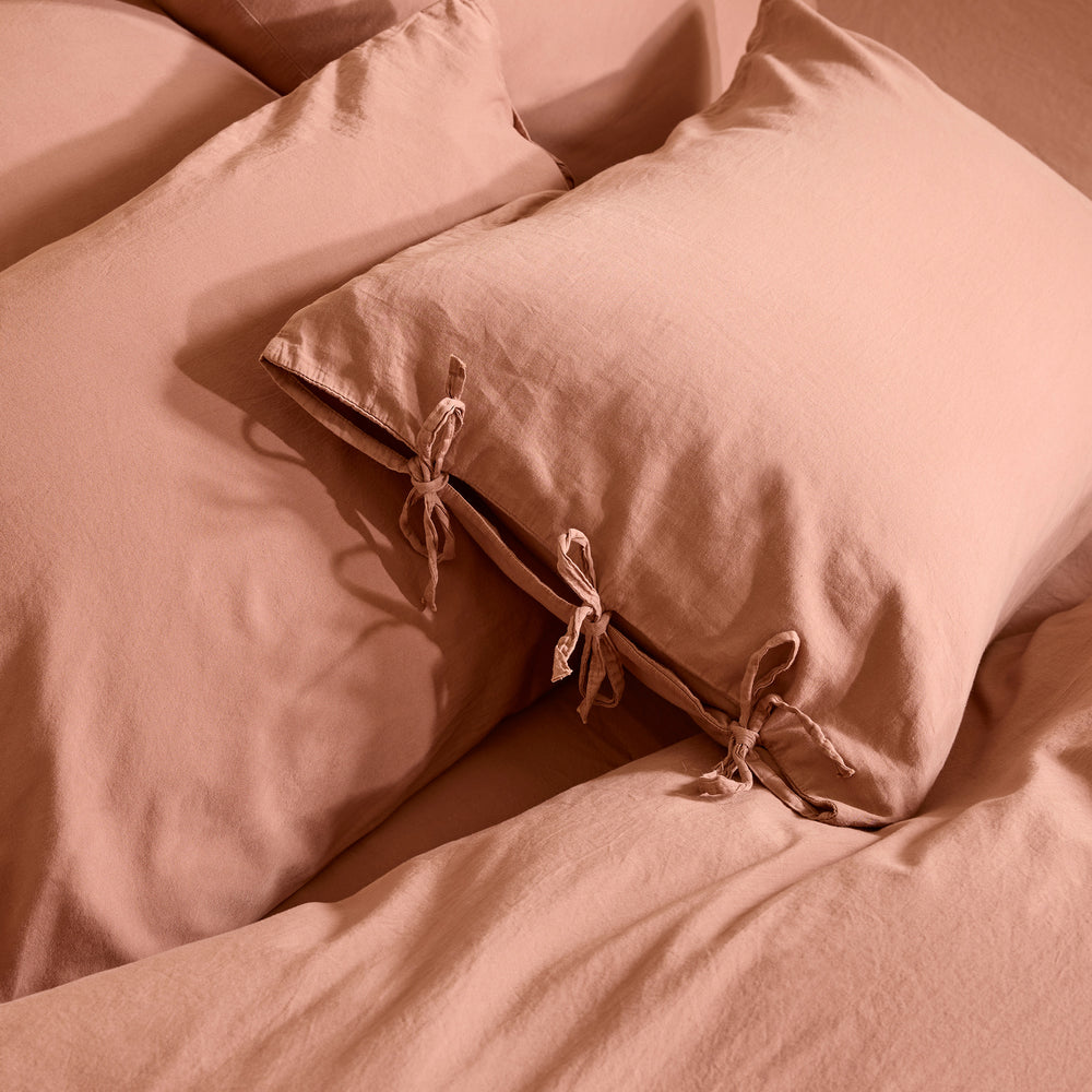 Lot de 2 taies d'oreiller SATHEENE en satin de coton - Coloris Terrarosa