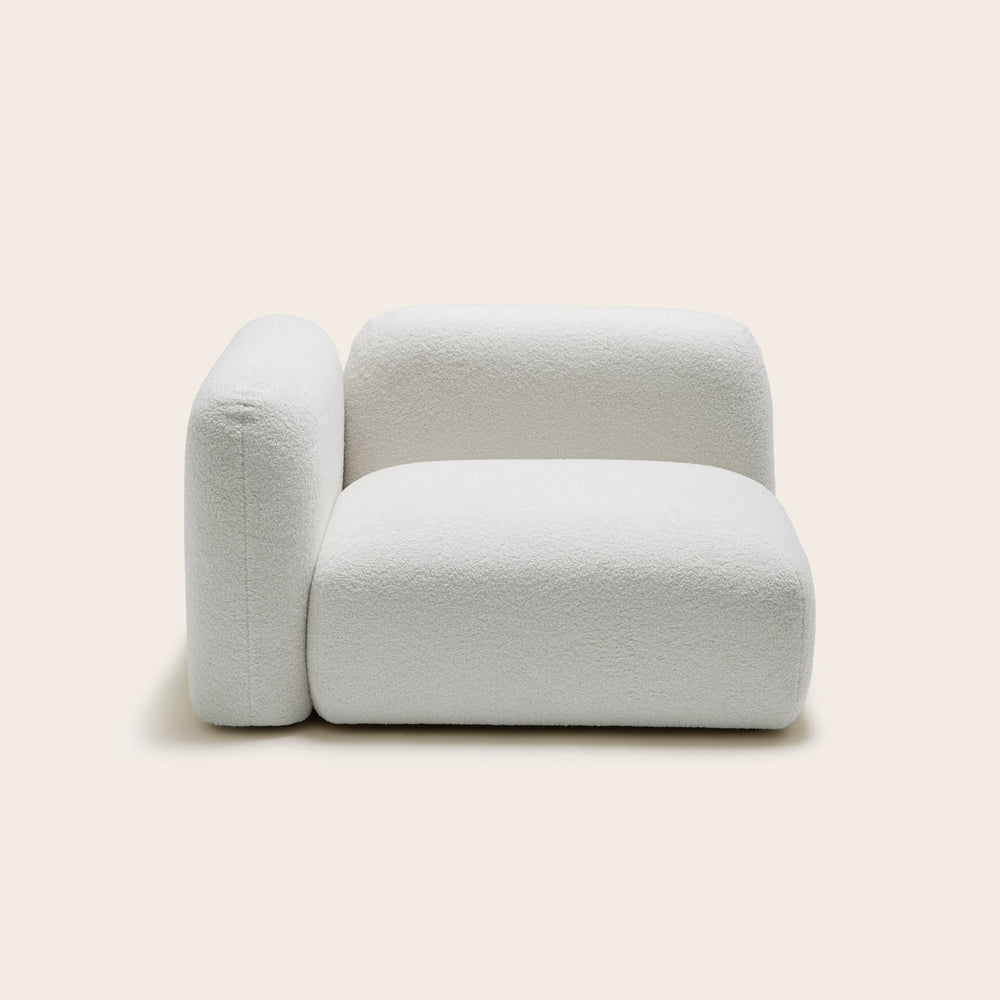 1. Canapé modulable avec accoudoir G ISILD en tissu bouclette ivoire design scandinave élégant et confortable