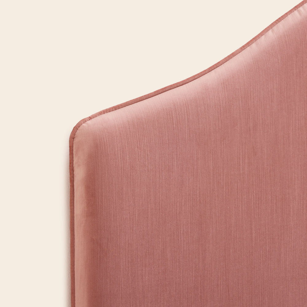 Tête de lit tapissée CEPHEE Dalila en velours pêche rosé - 5
