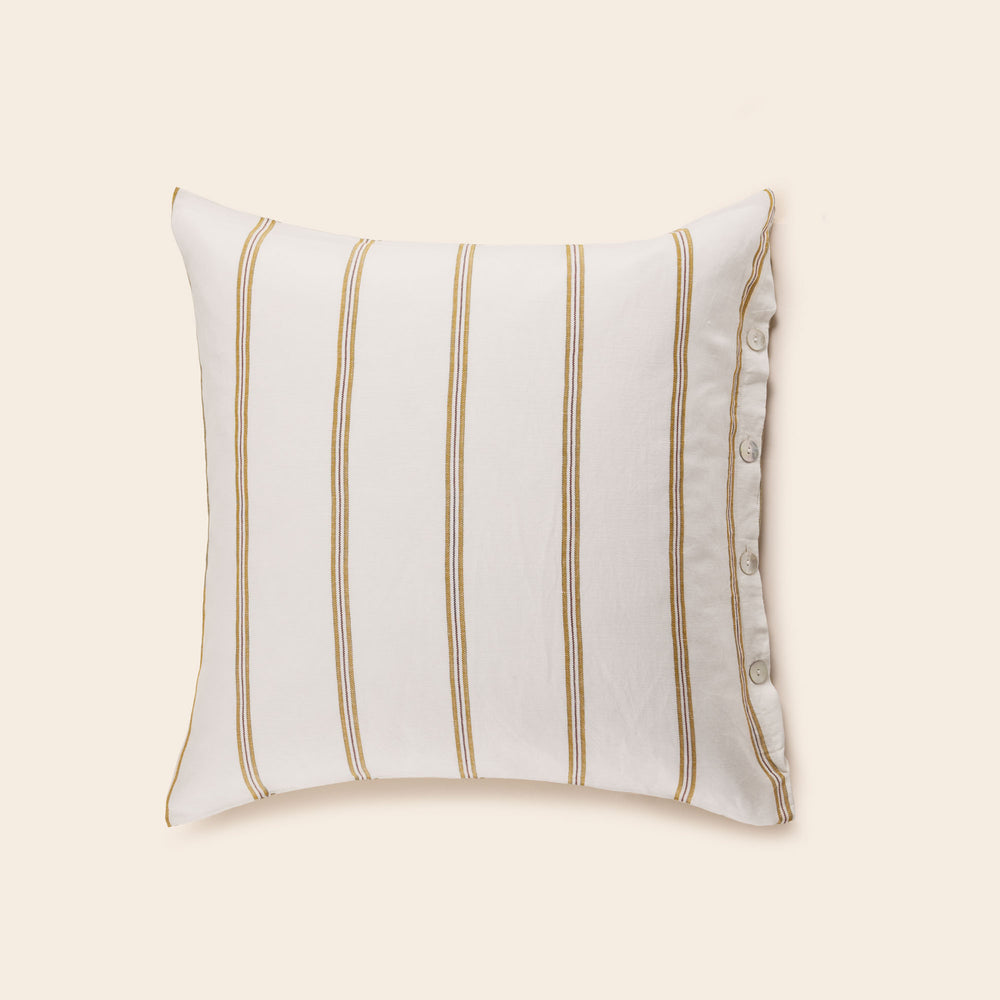 Lot de 2 taies d'oreiller UGOLIN blanc rayé moutarde - 6