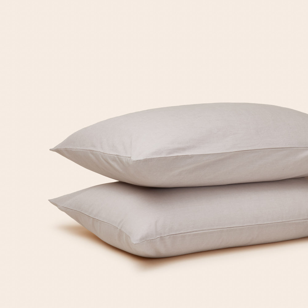 Lot de 2 Taies d'Oreiller Beige LIAM - Style Tendance et Légèrement Froissé