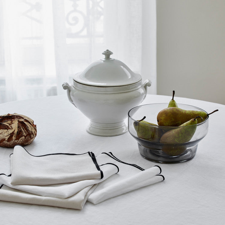 Serviette de Table Carlina - Blanc Pur & Noir Bourdon - 3