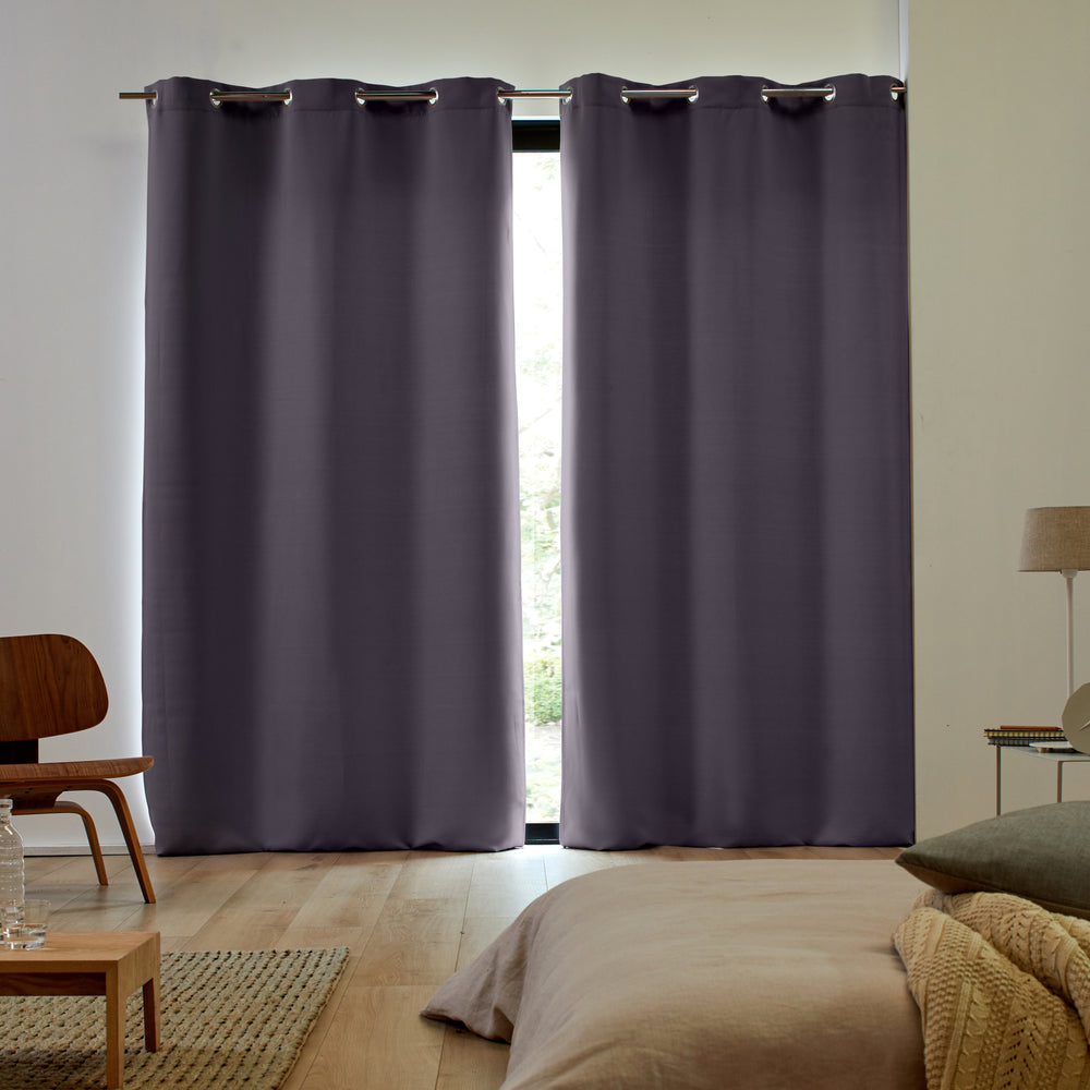 Lot de 2 rideaux occultants gris foncé à œillets - 80% de blocage lumineux - 6
