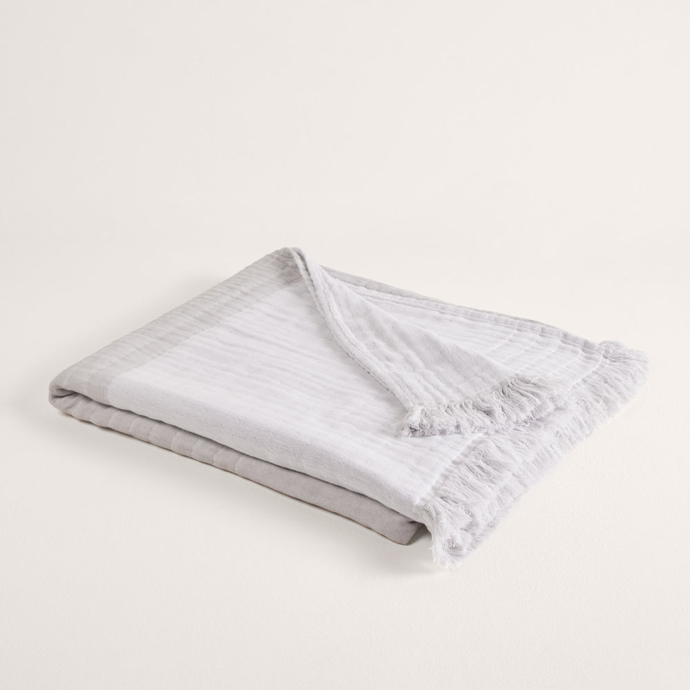 Plaid CHARLY perle en 70% coton recyclé pour un confort douillet et éco-responsable - 6
