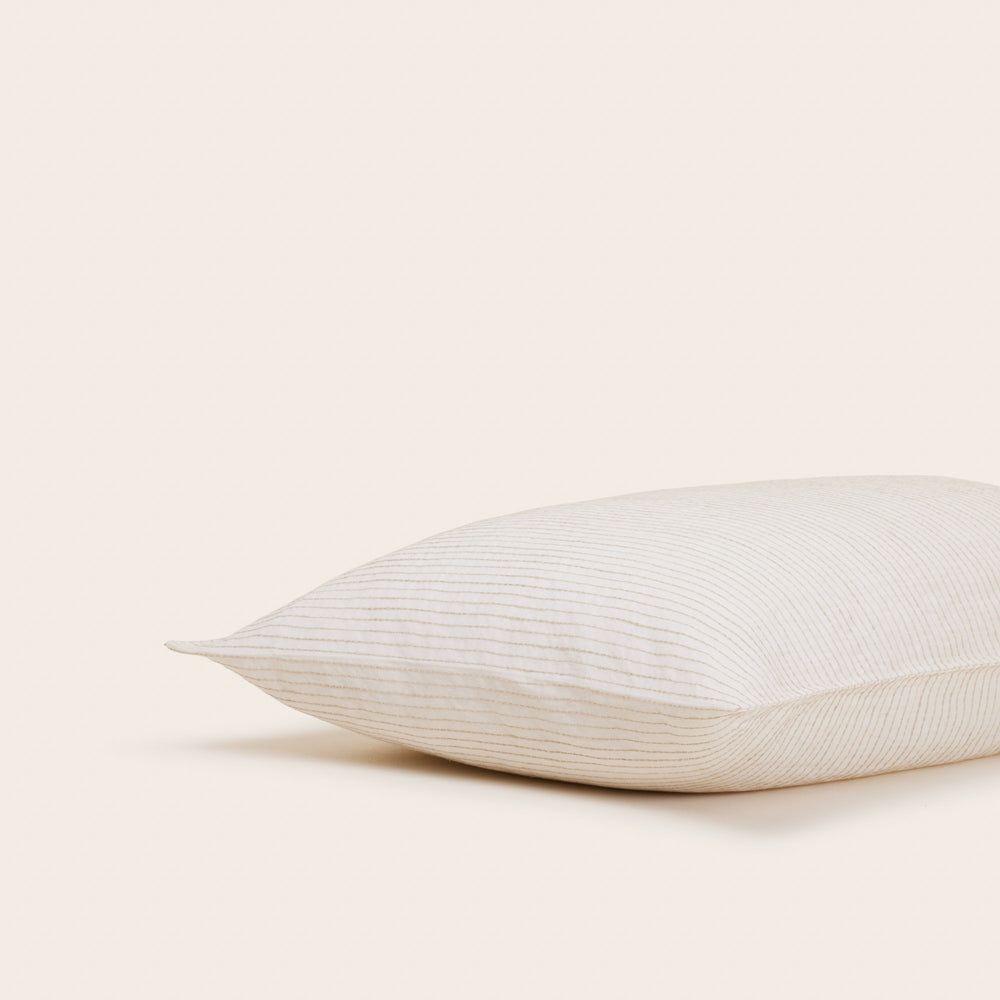 Lot de 2 taies d'oreiller ELIE en lin coton - Ivoire & Naturel, design élégant et éthique - 9