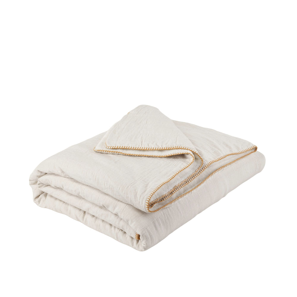 Couvre-lit DASHAN écru à franges ocre – Élégance raffinée et chaleur optimale pour chambre douillette - 9