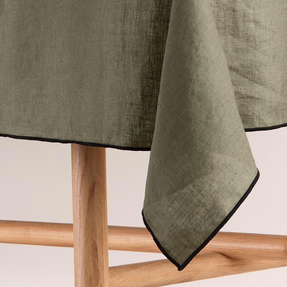 Nappe Carrée CARLINA en Lin Lavé 100% Végétal - Kaki Grisé & Bourdon Noir - 8