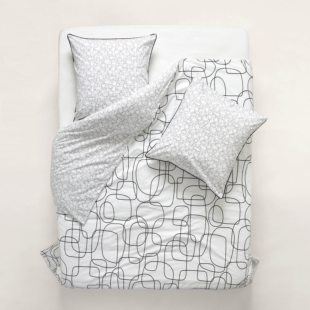 Housse de Couette ARIANA Blanc et Noir - 80 fils/cm² en Percale de Coton avec Passepoil… - 8