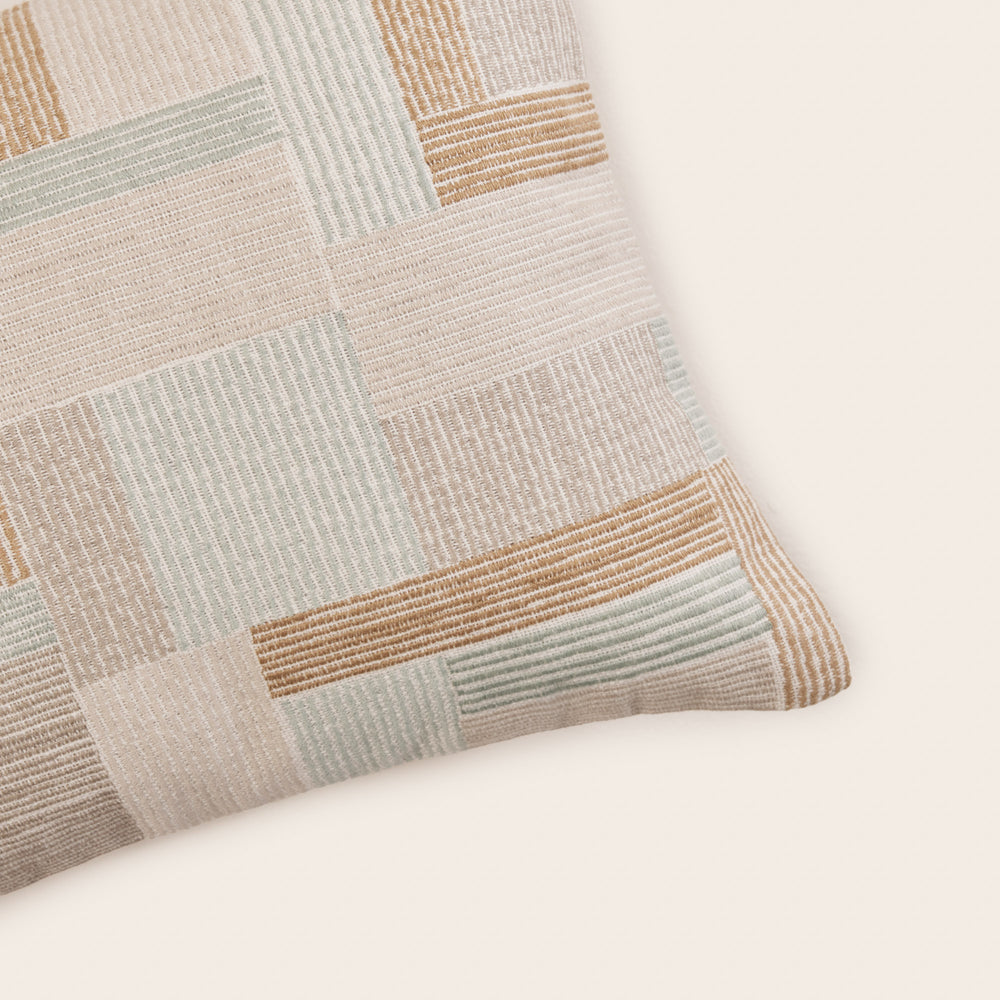 Housse de coussin rectangulaire ELIASS en coton lin, coloris naturels et céladon - 5